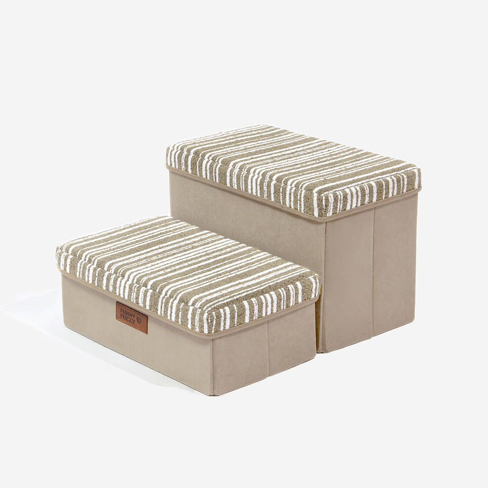 SnugNest Strukturierte Streifen-Hundetreppe mit Stauraum
