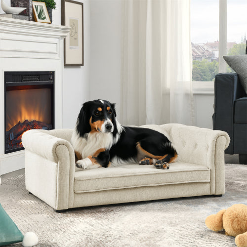 Elegantes erhöhtes Hundesofa-Bett – große und mittelgroße Hunde | Beige