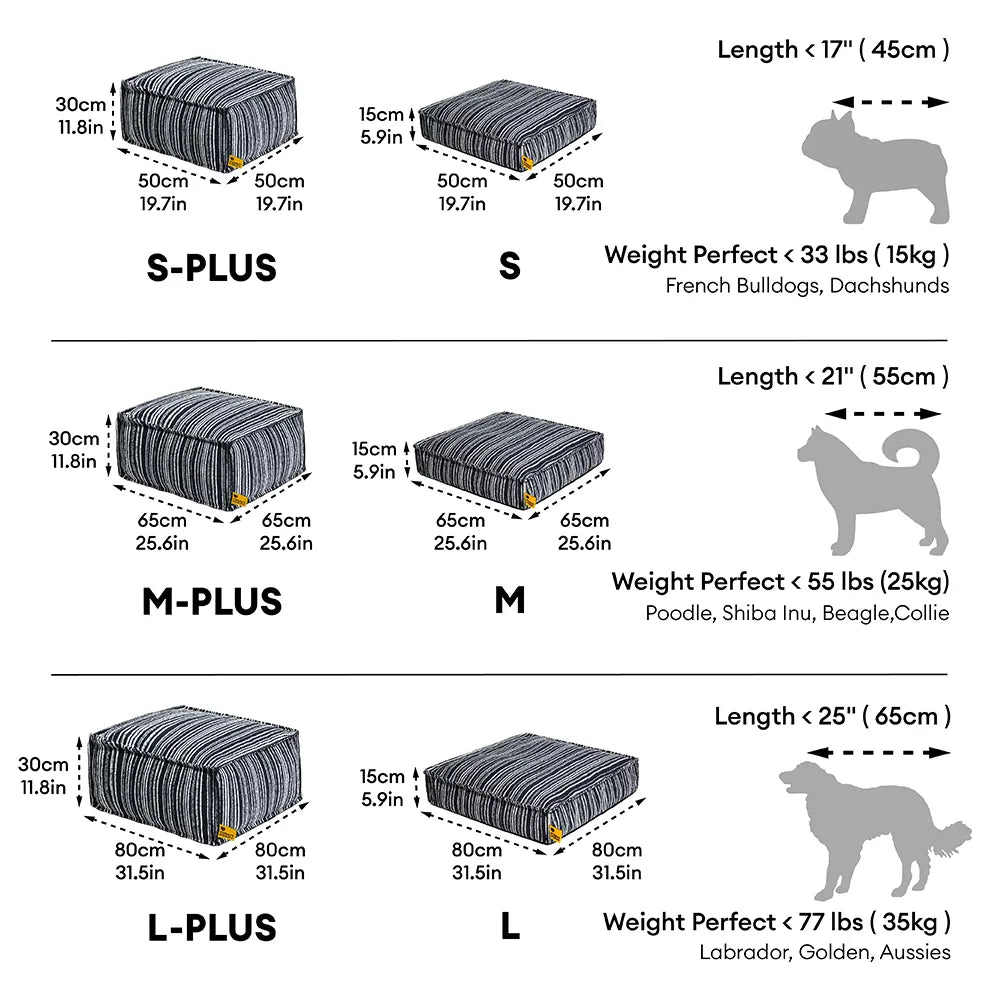 SnugNest Textured Stripe Storage Ottoman Dog Bed