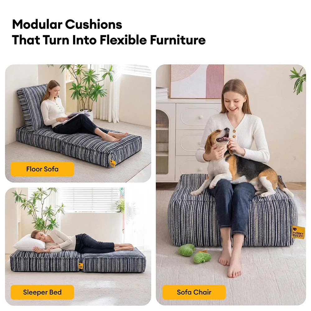 SnugNest Aufbewahrungs-Hundebett mit Texturstreifen