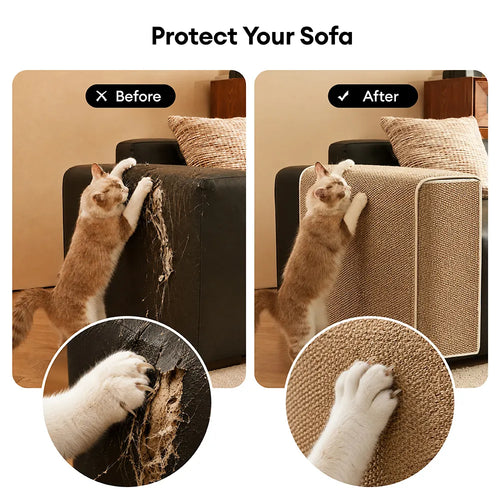 Adjustable Faux Sisal Scratch-Resistant Sofa Armrest Protector Cover for Cats