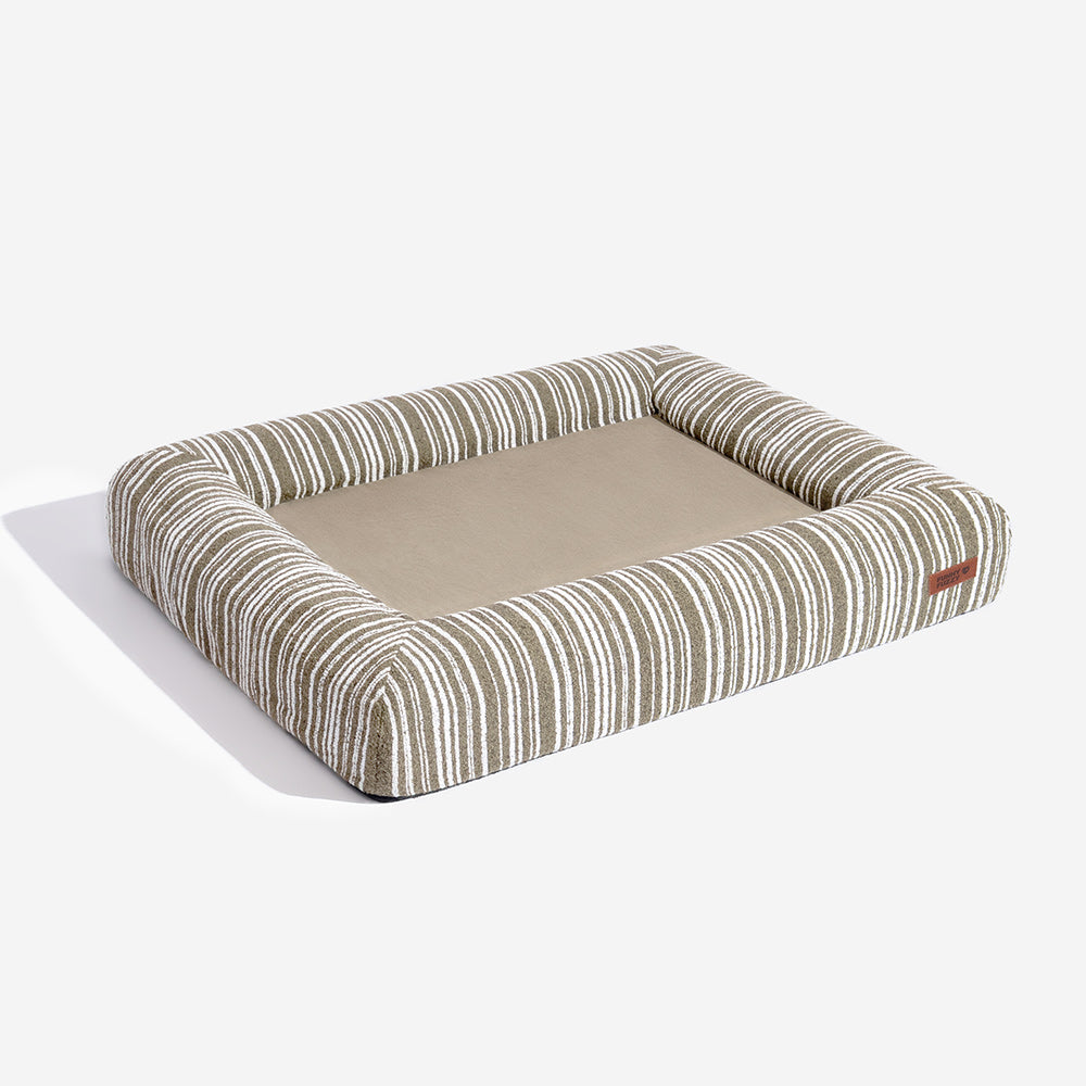 SnugNest Orthopädisches Outdoor-Hundebett mit Texturiertem Streifenmuster
