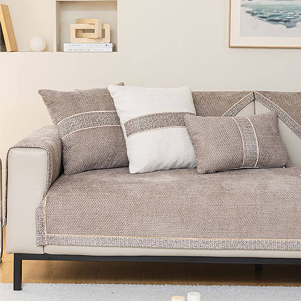 All-Season Modern Tweed Woven Chenille Anti-Slip Outdoor Couch Cover