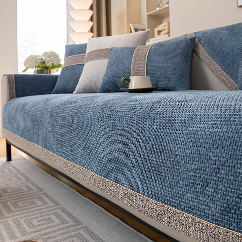 All-Season Modern Tweed Woven Chenille Anti-Slip Outdoor Couch Cover