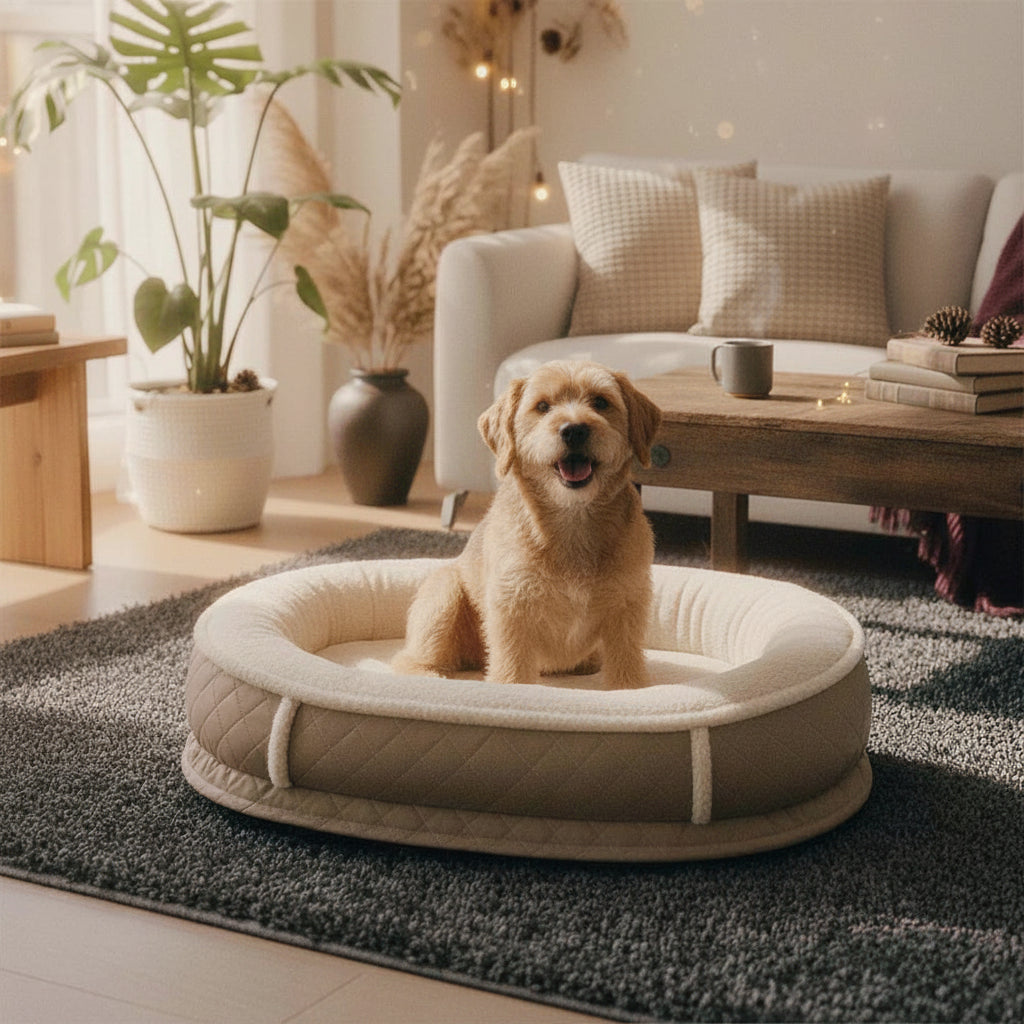 Deluxe Faux Leather & Plush Removable Orthopedic Donut Dog Bed - WarmNest