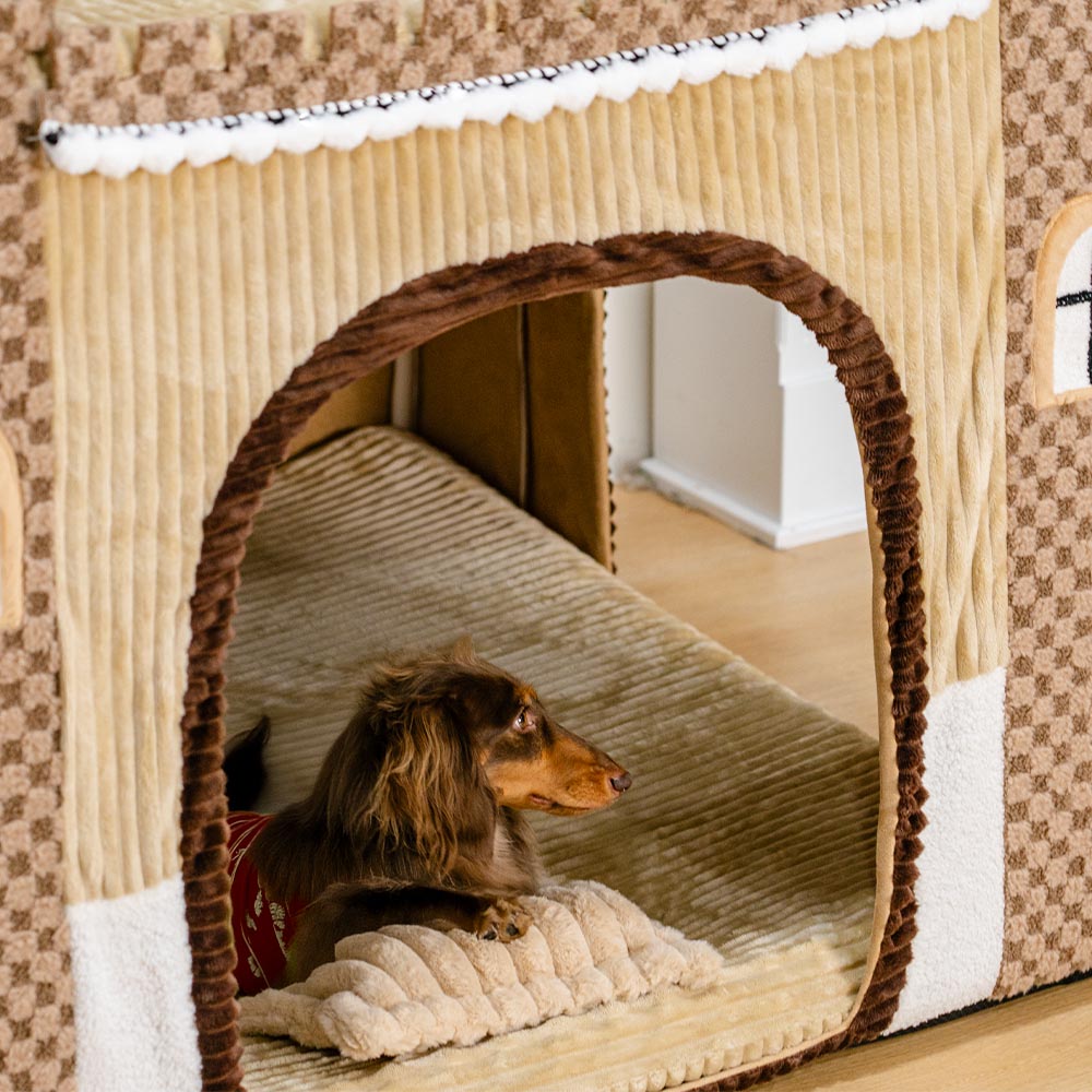 Cozy Orthopedic Kids Indoor Play Castle Bed Dog Tent Bed - Fairytale Dreamland