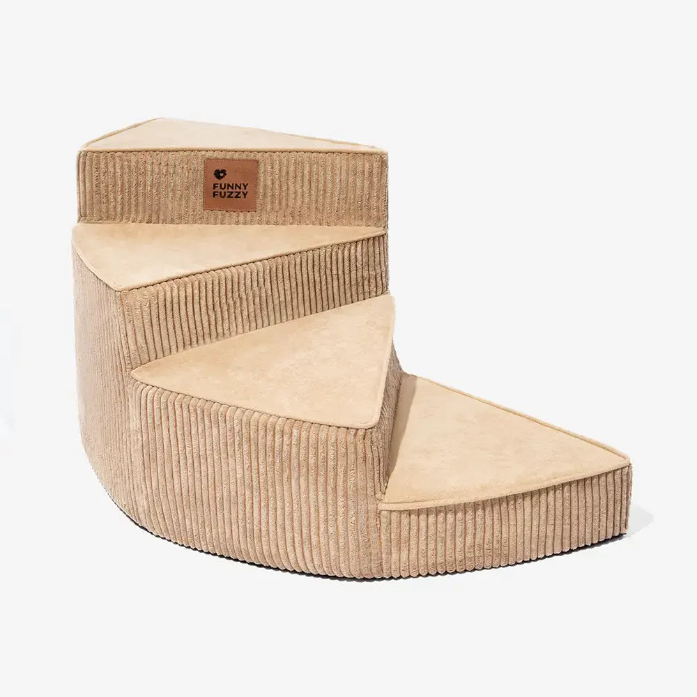 Cozy Corduroy Joint-Friendly Removable Spiral Pet Stairs - CreamyStep