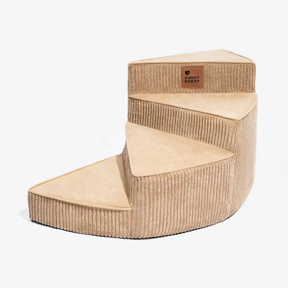 Cozy Corduroy Joint-Friendly Removable Spiral Pet Stairs - CreamyStep