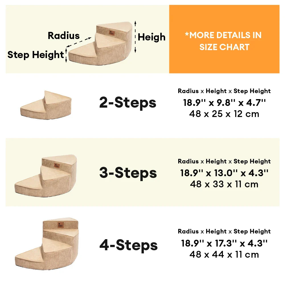 Cozy Corduroy Joint-Friendly Removable Spiral Pet Stairs - CreamyStep