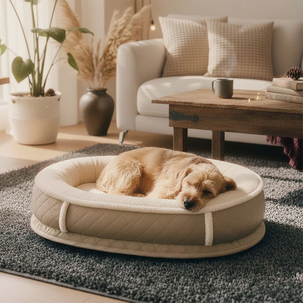 Deluxe Faux Leather & Plush Removable Orthopedic Donut Dog Bed - WarmNest