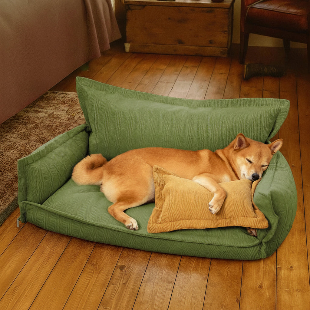 All-Season Chenille Dual-layer Removable Sponge Orthopedic Dog Bed With Pillow