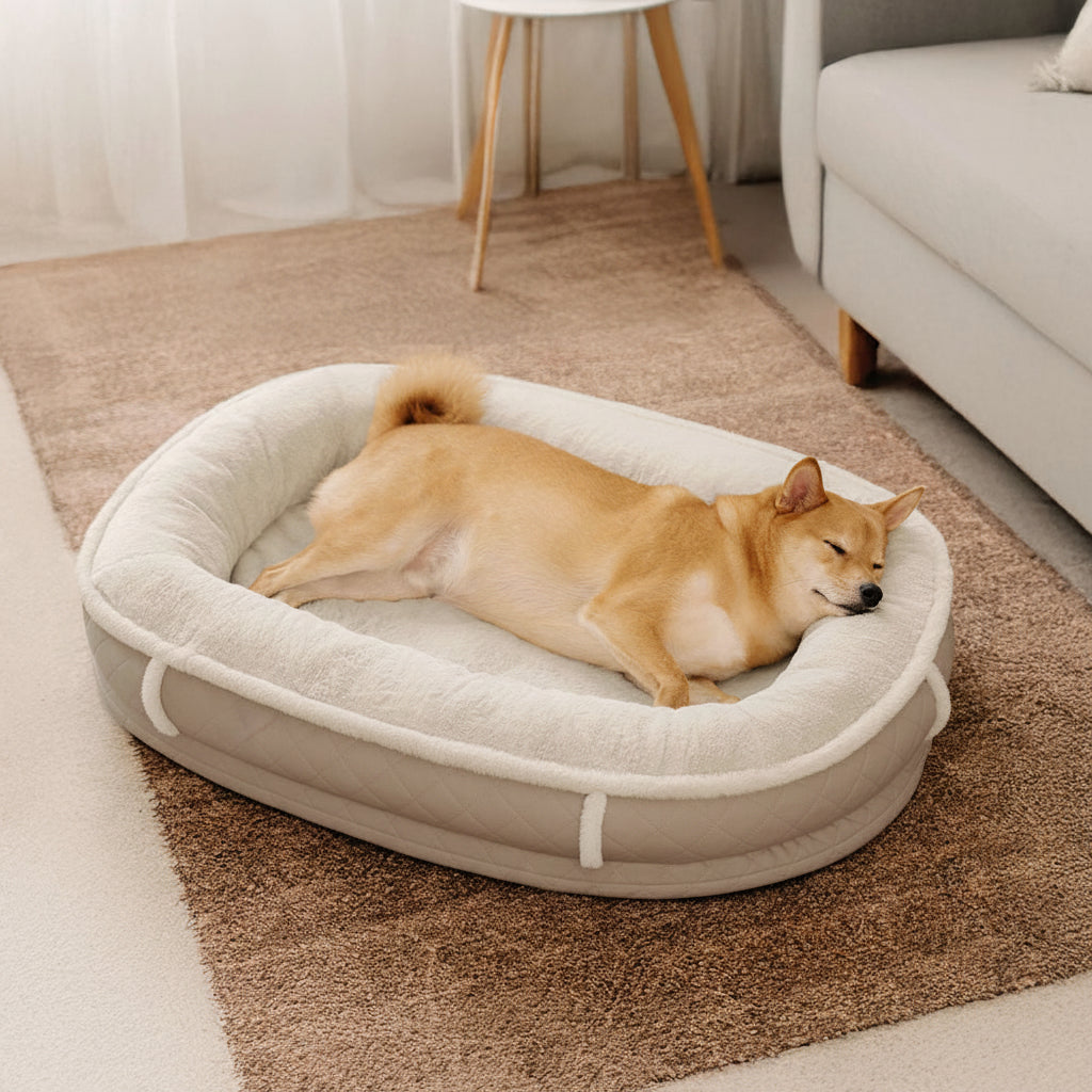 Deluxe Faux Leather & Plush Removable Orthopedic Donut Dog Bed - WarmNest