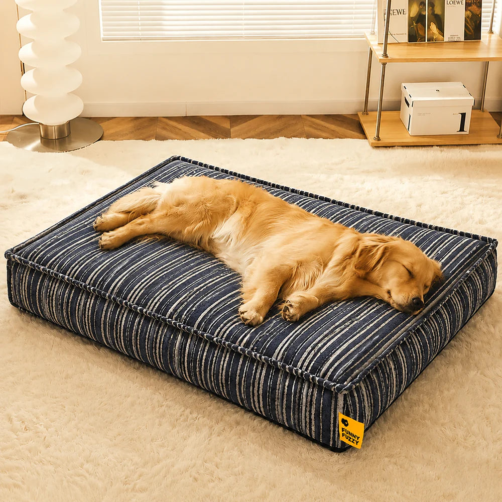 SnugNest Aufbewahrungs-Hundebett mit Texturstreifen