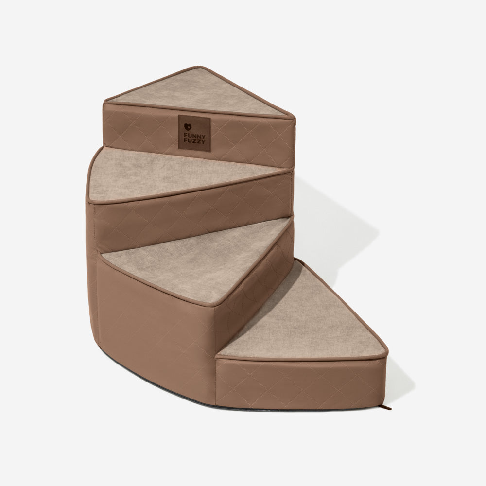 Luxe Water-repellent Faux Leather Removable Spiral Pet Stairs - StepEase