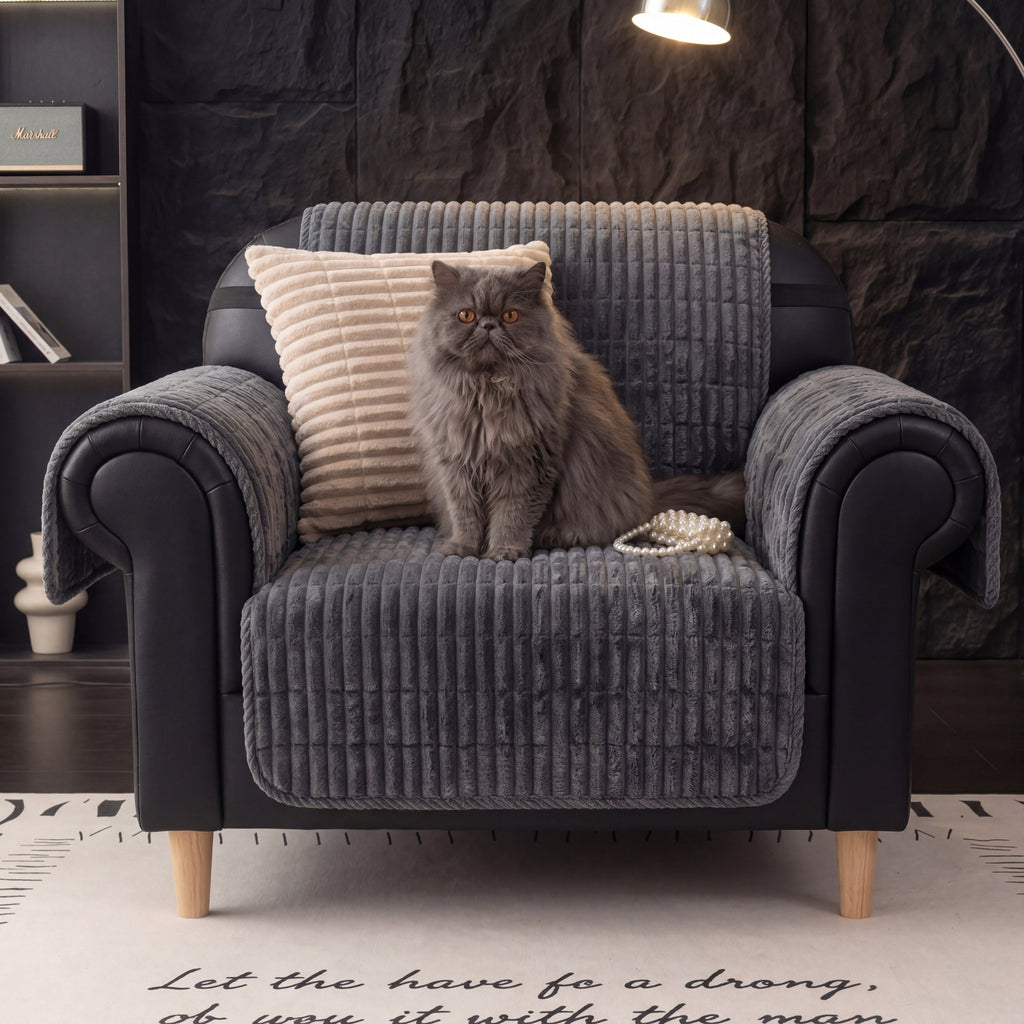 One-Piece Cozy Flannel Sofa Protection Non-Slip Recliner Couch Covers