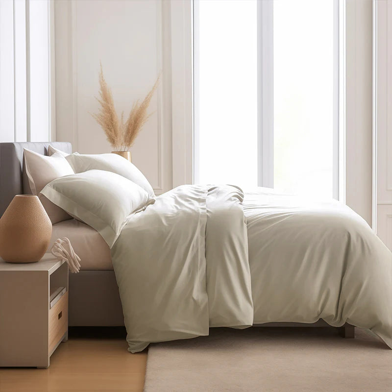 Comfortable Luxury Sateen 100% Bamboo Duvet Cover Bed Sheet Set