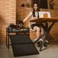 Elevated Pet Sofa Bed with Stairs Ramp for Bedside Lounge or Dog Window Perch