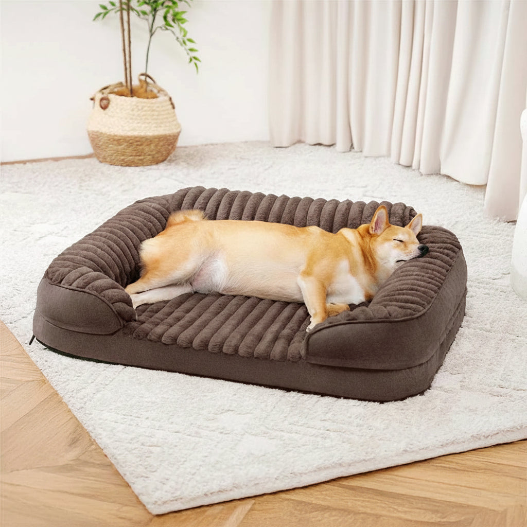 Fluffy Plush Orthopedic Washable Bolster Dog Bed - ComfyPaws
