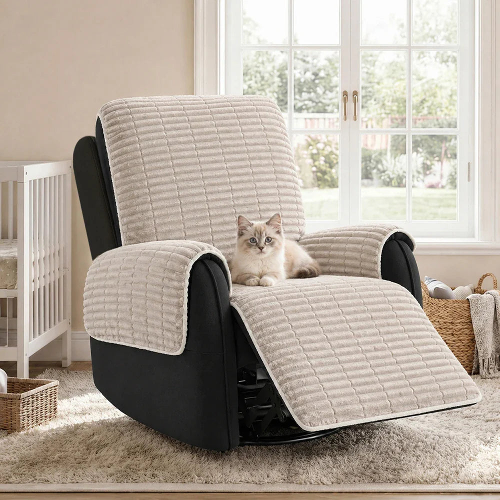 One-Piece Cozy Flannel Sofa Protection Non-Slip Recliner Couch Covers