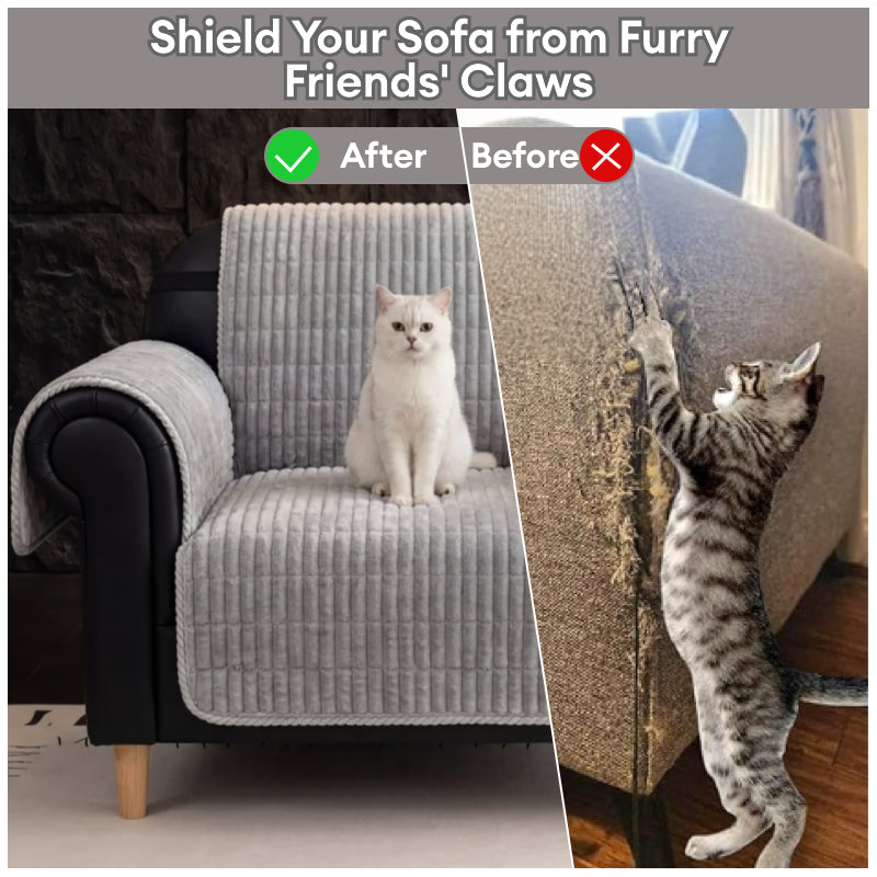 One-Piece Cozy Flannel Sofa Protection Non-Slip Recliner Couch Covers