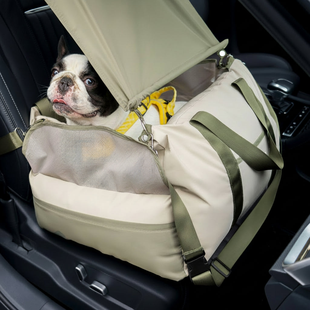 Dog Car Seat Sunshade - Pup Rover Waterproof Breathable Sun Safety Protection Dog Booster Car Seat