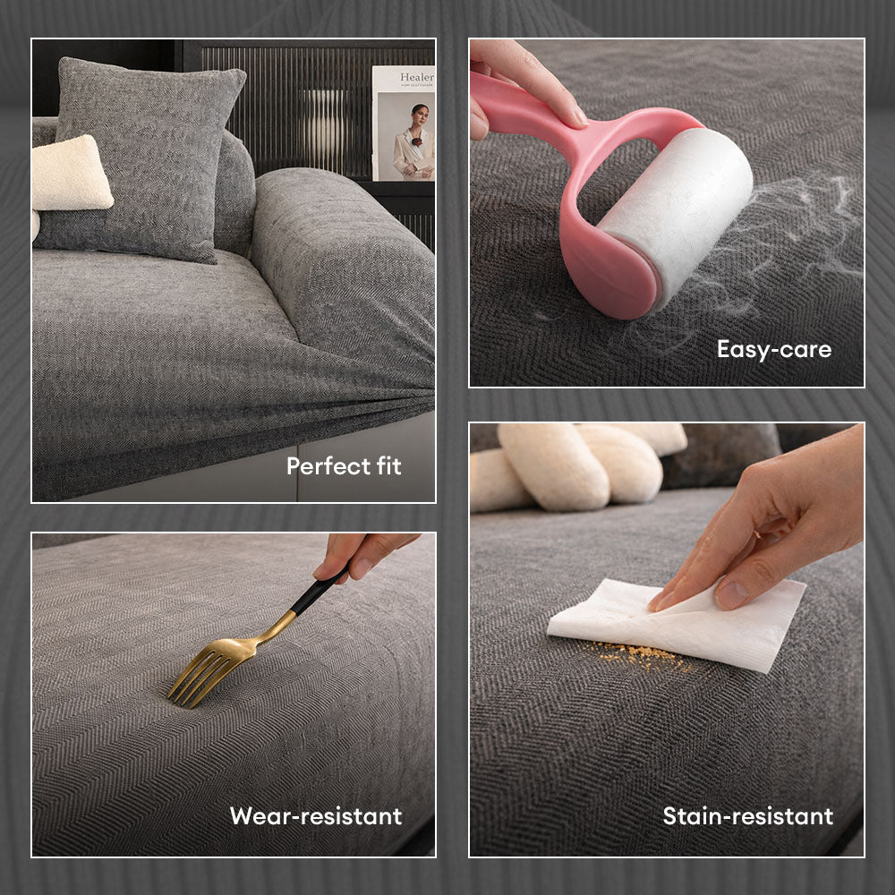 Fischgrätmuster Rundum Kratzschutz Sofa-Schonbezug Magischer Stretch-Sofabezug