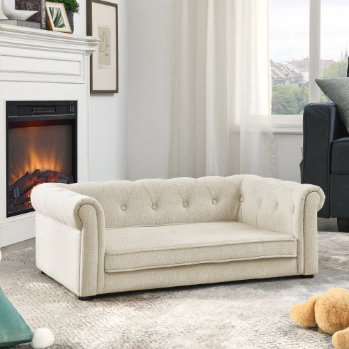 Elegant Raised Dog Sofa Bed – Large & Medium Dogs | Beige