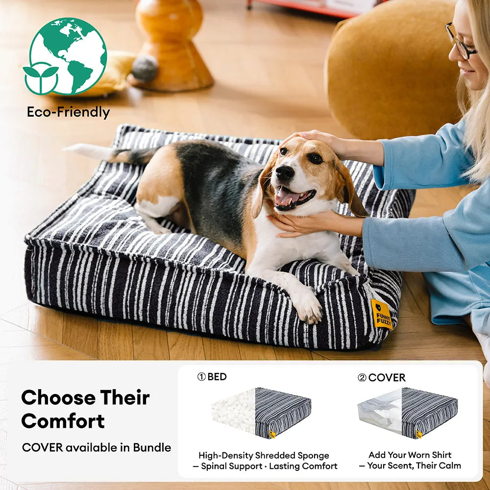 SnugNest Aufbewahrungs-Hundebett mit Texturstreifen