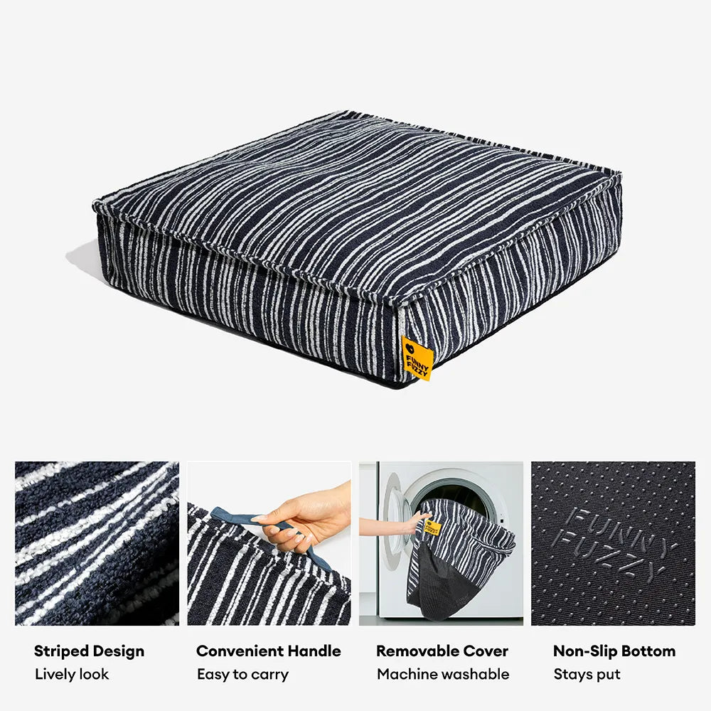 SnugNest Textured Stripe Storage Ottoman Dog Bed