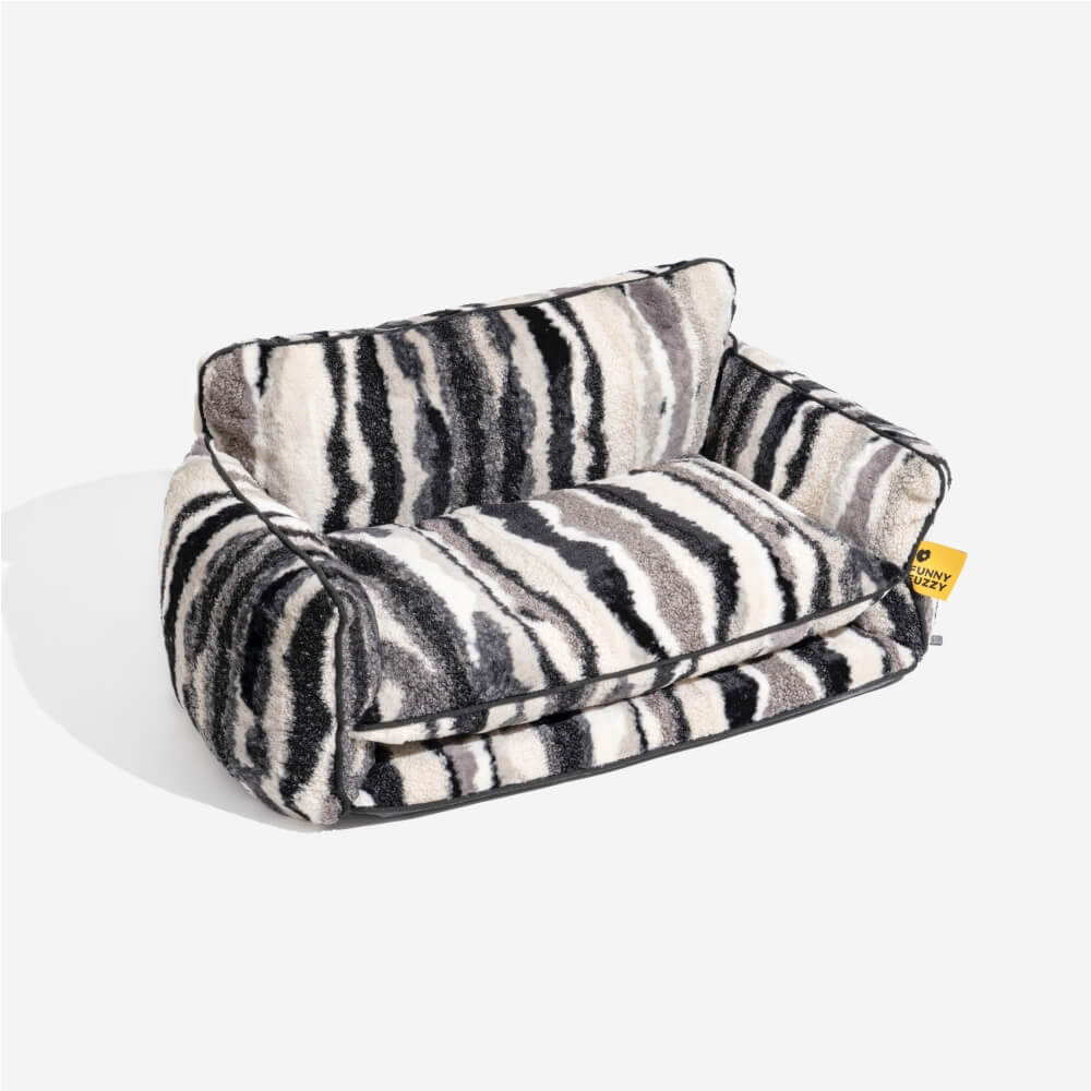 Trendy Striped Faux Lambswool Double Layer Dog & Cat Sofa Bed - Outdoor