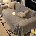 Bowknot Jacquard Plush Multifunctional Sofa Blanket Couch Cover