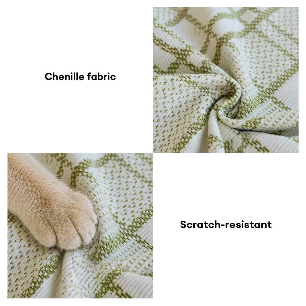 Kariertes atmungsaktives Chenille-Sofa-Schutzbezug