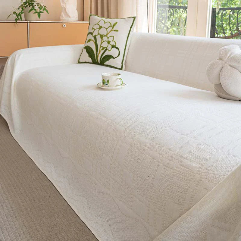 Kariertes atmungsaktives Chenille-Sofa-Schutzbezug