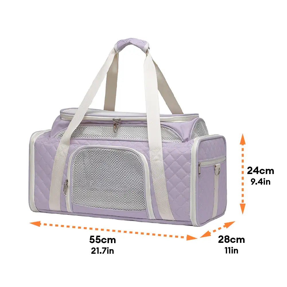 Classic Diamond Pattern Portable Cat Carrier Large-Capacity Expandable Pet Carrier Bag