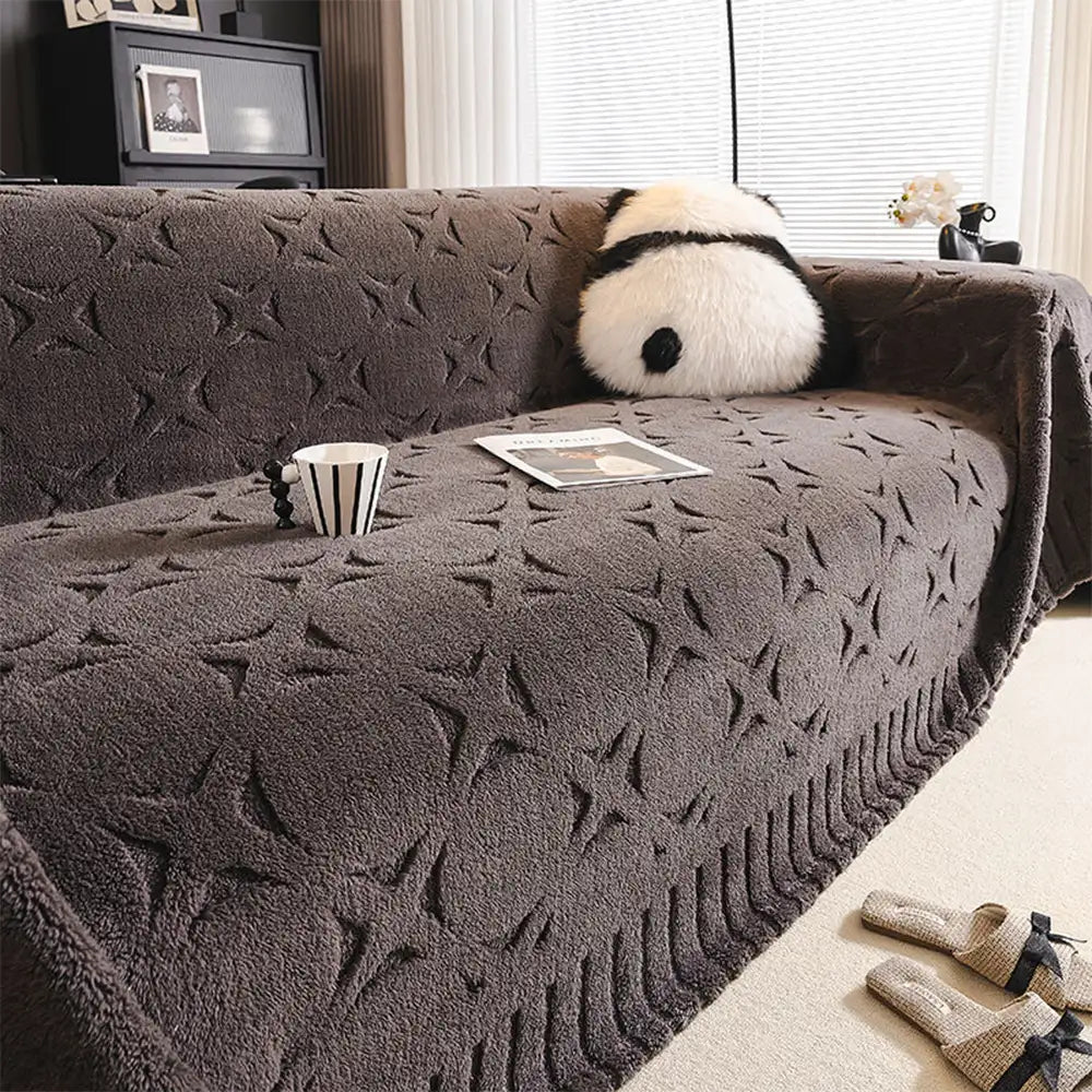 Cream Textured Jacquard Design Sofa Decorative Throw Couch Cover