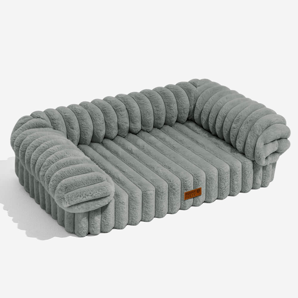 Cremefarbenes flauschiges, komfortables orthopädisches Hunde- und Katzensofabett