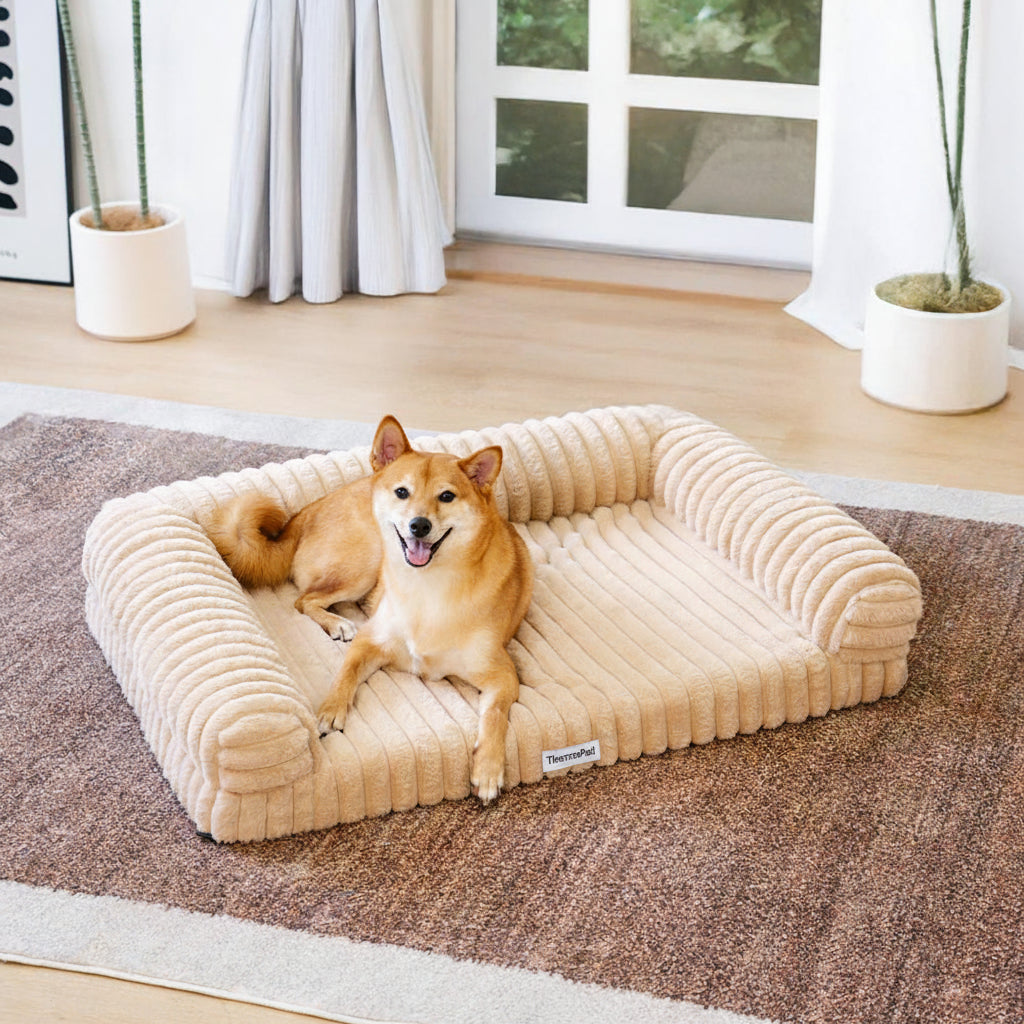 Cream Fluffy Comfort Orthopedic Dog and Cat Sofa Bed