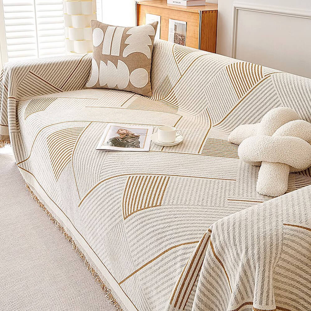 Classic Geometric Pattern Chenille Throw Couch Cover