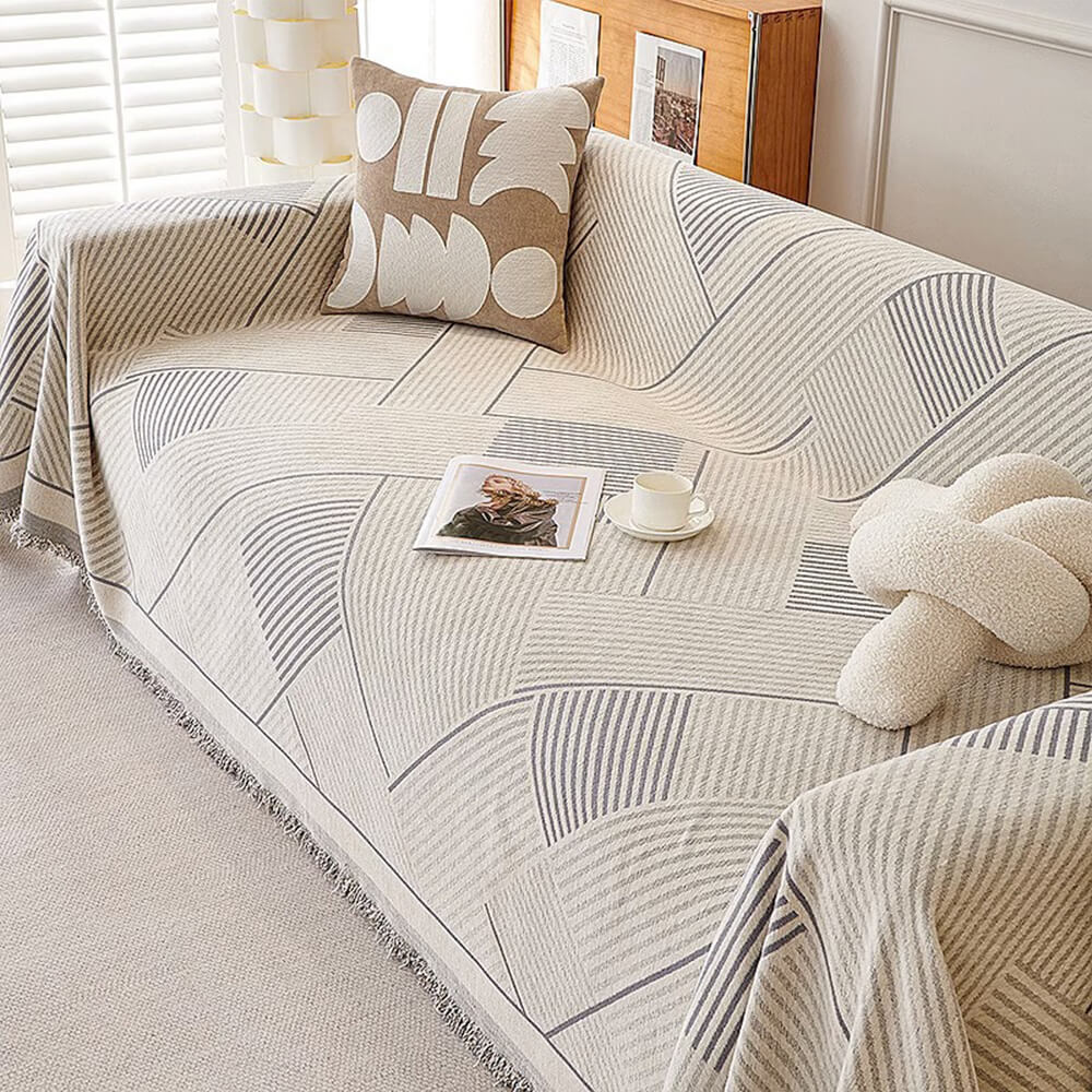 Classic Geometric Pattern Chenille Throw Couch Cover