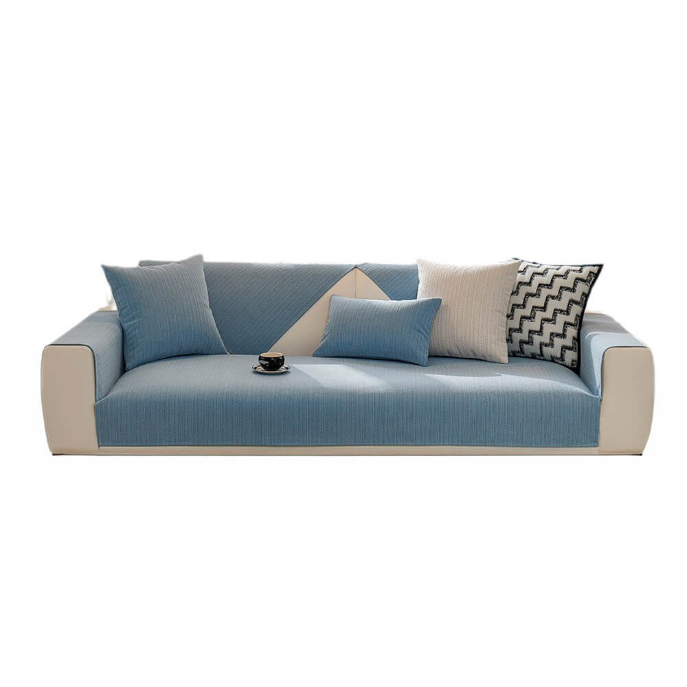 Minimalist Water-resistant Wheat Stripe Design Chenille Couch Cover