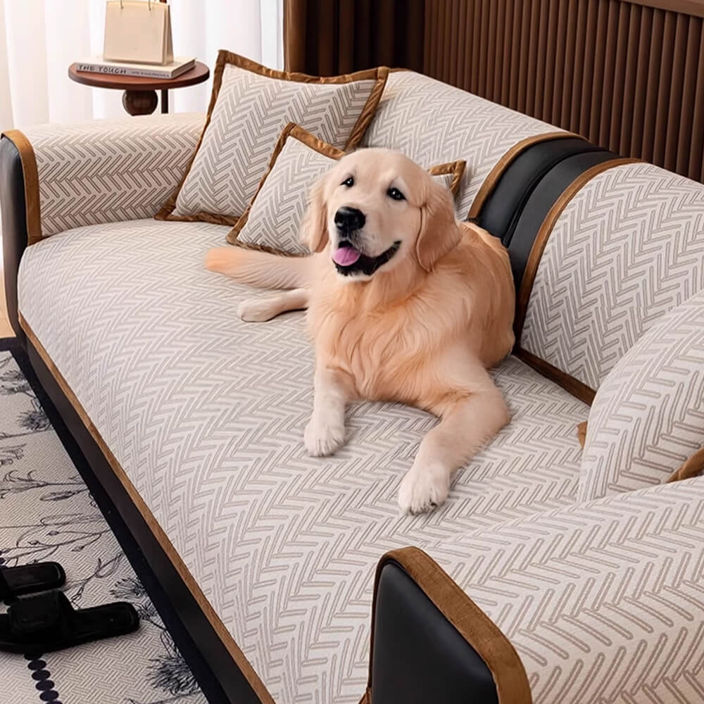 Modern Chic Herringbone Chenille Anti-scratch Non-Slip Couch Cover