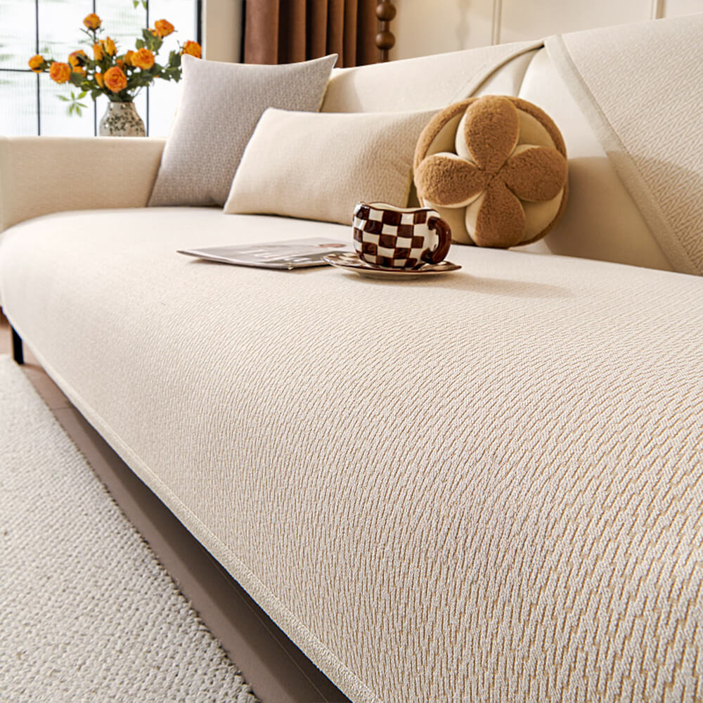 Chenille Minimalist Anti-Slip Fabric with Cat Scratch-Resistant Design Couch Cover