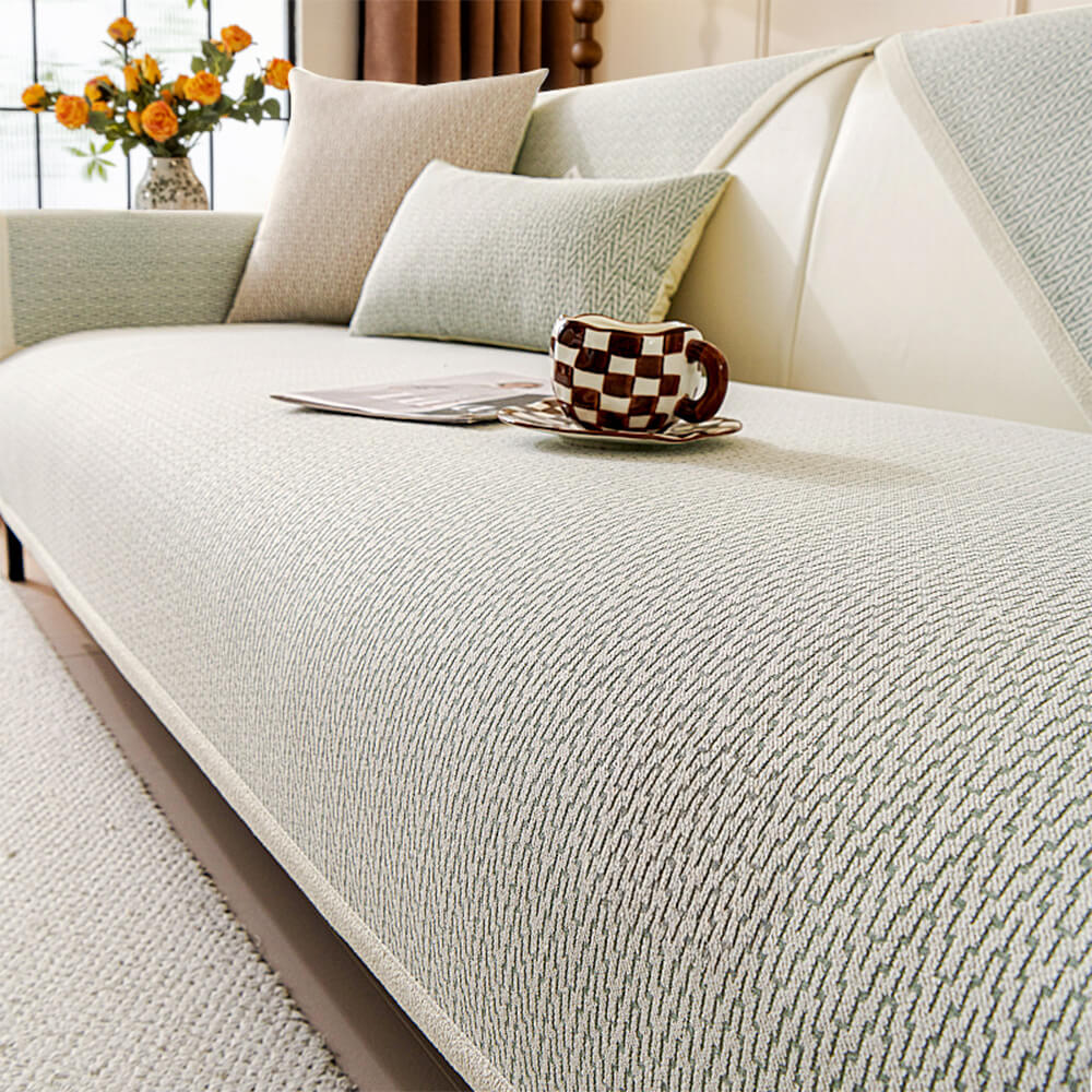 Chenille Minimalist Anti-Slip Fabric with Cat Scratch-Resistant Design Couch Cover