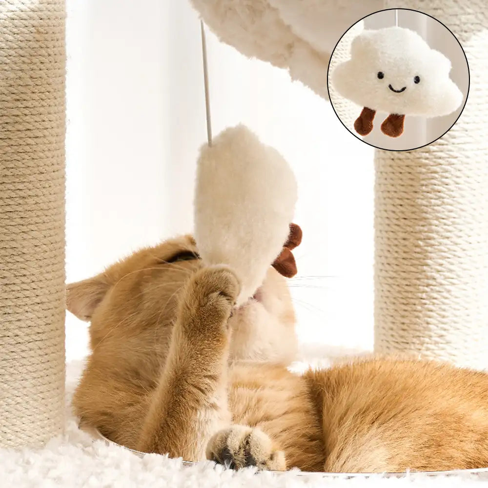 Flower Multi-Level Cat Climbing Frame Scratching Post Cat Tree with Space Capsule
