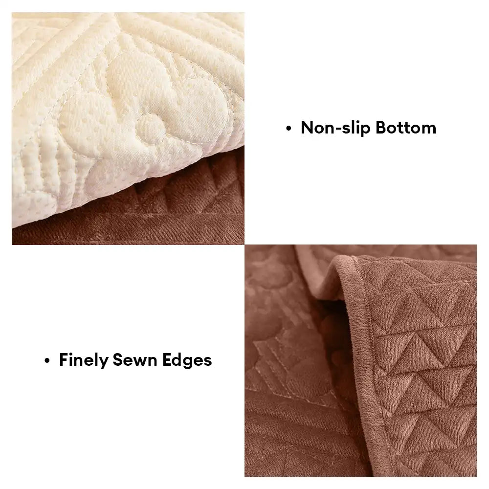 Embossed Geometric Pattern Soft Plush Quilted Non-Slip Couch Cover