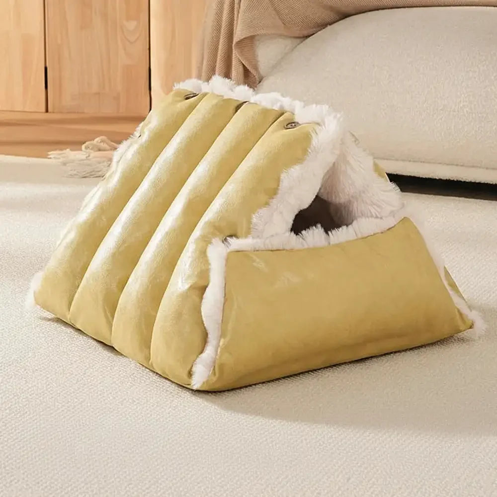 Faux Leather Vintage Multi-function Plush Dog Bed Convertible Dog Car Seat