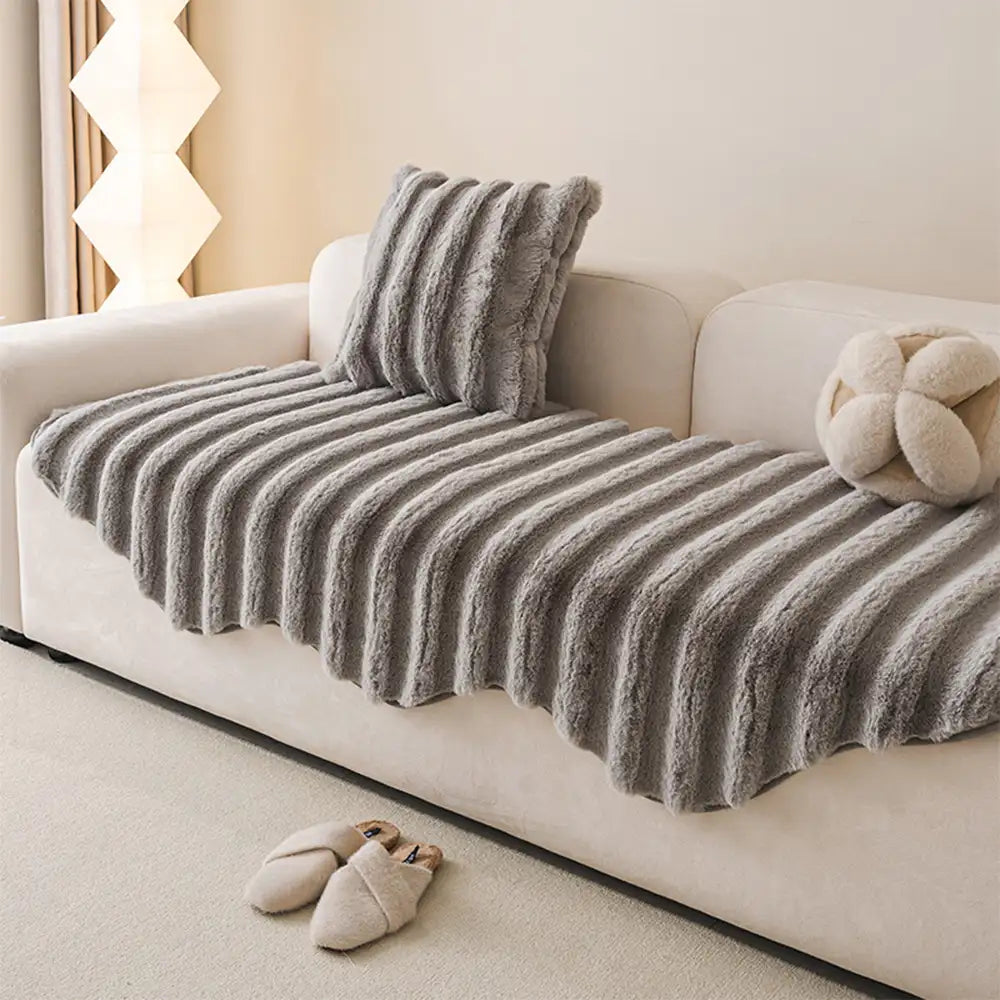 Fluffy Comfort Plush Furniture Protection Decorative Couch Cover