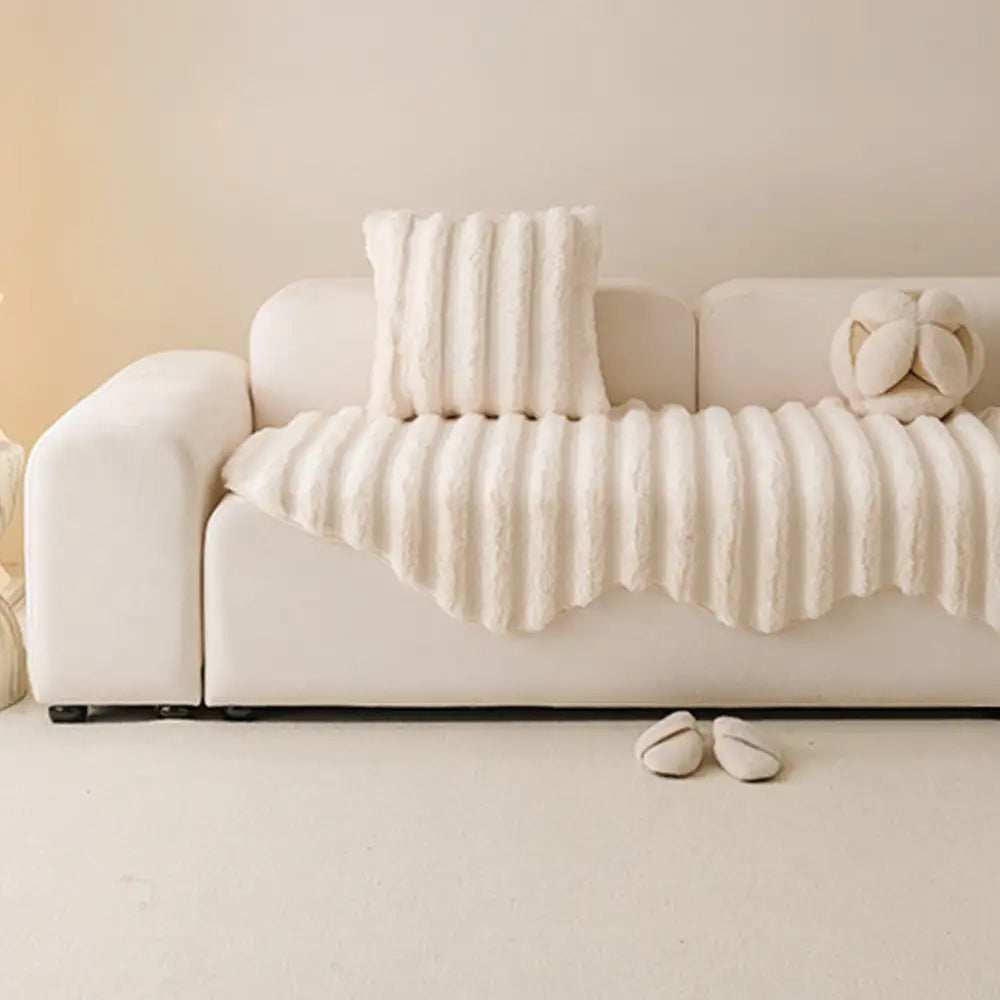 Fluffy Comfort Plush Furniture Protection Decorative Couch Cover