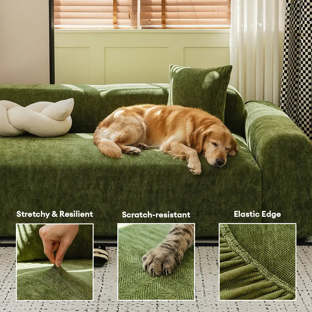 Fischgrätmuster Volle Abdeckung Bequemer Kratzfester Sofa-Schutz Magischer Outdoor-Couchbezug