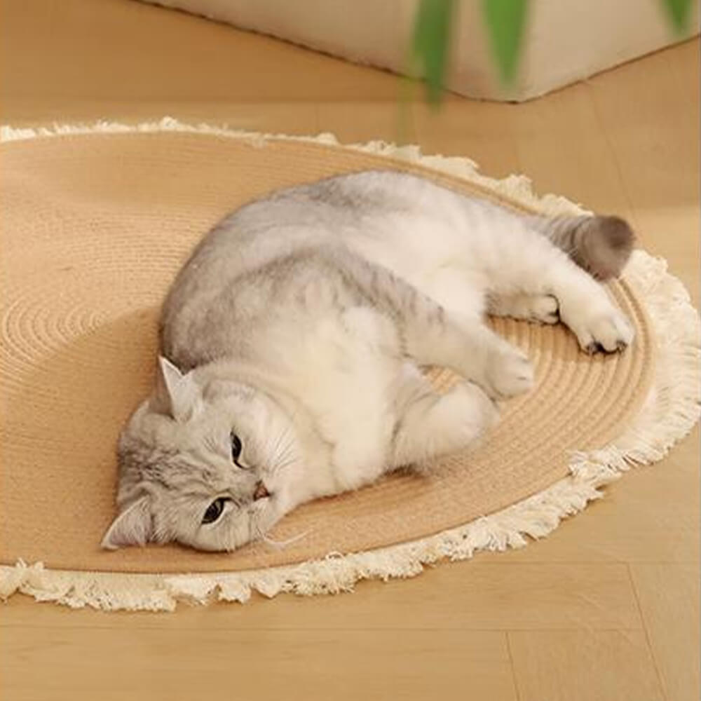 Nordische handgewebte strapazierfähige Katzenkratzmatte mit Fransen